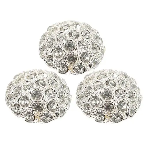 Produktbild: TEHAUX 3 Stück Runde Strass Knöpfe - 26 mm Kristall Blütenform, knöpfe strass zum annähen Runde, Brautstrauß Dekorativer Knopf Für Diy Näharbeiten Bastelarbeiten Kleidungszubehör