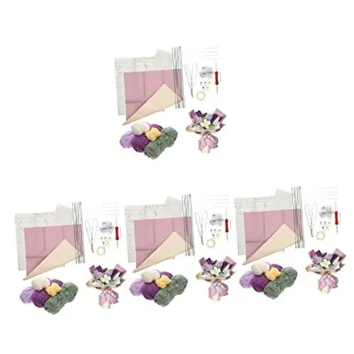 Produktbild: TEHAUX 4 Sätze Strickset für Anfänger Erwachsene bastelzeug bastelst Häkelpakete für Anfänger Topfblumen-DIY-Kit Strickset für Kleinkinder Häkel-Starter-Kit für Anfänger ，，，，