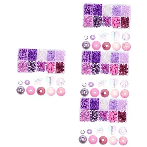 Produktbild: TEHAUX 4 Sätze perlen zubehör selber machen Kreisperlen Smaragd-Armband Perlen für Kinder Bettelarmband kunststoffperlen glasperlen handgefertigte Perlen Abstandsperle Plastik Violett