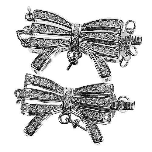 Produktbild: TEHAUX 4 Stück Kettenverschlüsse für Lagenlook Perlenzubehör Schmuck Strass-Armband Verbindungsschnalle gems jewel Bügelverschluss für Anhänger Halskettenverschlüsse Legierung Silver