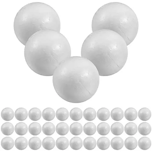 Produktbild: TEHAUX Solide Runde Polystyrol-Kugeln 50 Stück 6 cm Zum Basteln Für Christbaumkugeln Dekoration Ideal Für