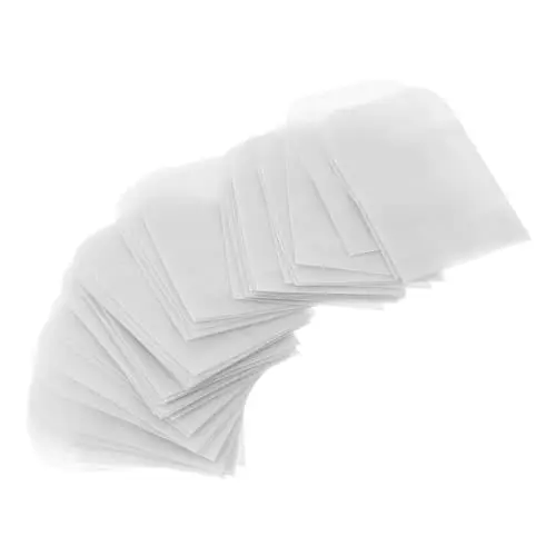 Produktbild: TEHAUX 50 Stück Schmuckbeutel Kleine Papiertüte Schmucktasche Lunchpakete Aus Papier Leckerlibeutel Aus Kraftpapier Papiertüten Ohrringe-beutel Einkaufstüte Foto Tasche Mit Knöpfen Weiß