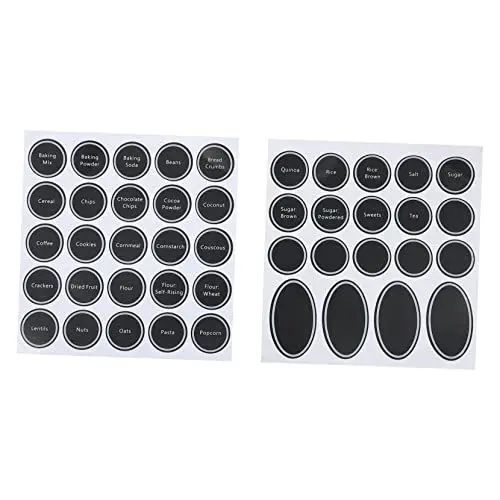 Produktbild: TEHAUX 6Stücke Wasserfeste Tafelaufkleber Selbstklebende Etiketten für Gewürzflaschen Küchenorganisation Oval Schwarz