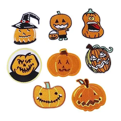 Produktbild: TEHAUX Dauerhafte Kürbis-stickerei-aufnäher 8 Stück Halloween-aufkleber Einfach Zu Verwenden Mit Dem Bügeleisen Von Hand Aufzunähen Zum Verkleiden Und Für Freizeitkleidung