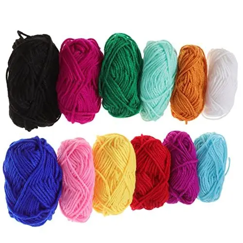 Produktbild: TEHAUX Amigurumi Wolle Bunt Gewebte Stoffschnur Garn DIY Tools Acrylweben Haushalt Praktisches Zubehör Für DIY Handstricken Für Kinder Erwachsene Anfänger Profis 12St Häkelgarn