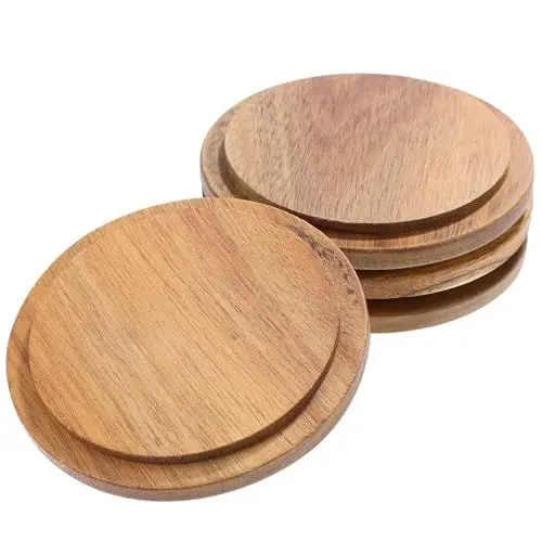 Produktbild: TEHAUX 4 Stücke Holz Deckel Isolierte Becher Deckel Für Kaffee Tee Abdichtung Abdeckungen Multi-verwenden Tasse Abdeckungen