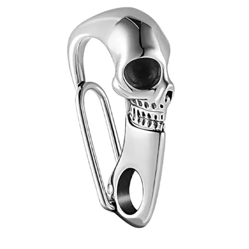 Produktbild: TEHAUX Edelstahl-Schlüsselanhänger Skelett-Form-Verschluss Karabiner Schlüsselbund Sch?del schlüsselbund Auto Schlüsselanhänger Goth Keychain Rostfreier Stahl Mann Schmücken