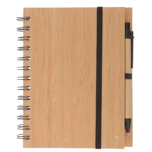 Produktbild: TEHAUX Spiralnotizbuch 7“X5. 5-Zoll-Notizblock Mit Bambuseinband Und Stift Liniertes Business-Notizbuch Für Die Arbeit College-Schul-Home-Office-Zubehör
