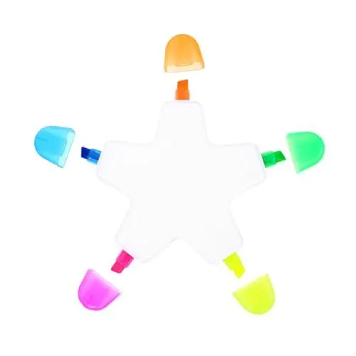 Produktbild: TEHAUX Bezauberndes Textmarker-set 5 Farben Fluoreszierende Marker in Sternform Zum Notieren Zeichnen und Markieren