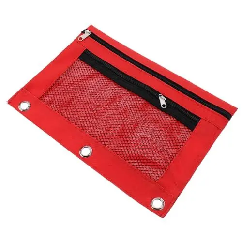 Produktbild: TEHAUX dokumententasche dokumenten tasche stylofon Comestic-Brieftasche mit Reißverschluss Reißverschlusstaschen Blindtasche mit 3 Ringen Aktentasche mit Reißverschluss Oxford-Stoff rot