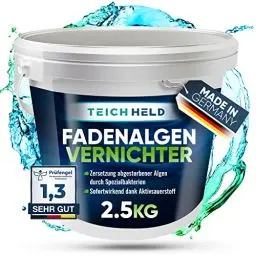 Produktbild: TeichHeld Fadenalgenvernichter teich (360° Schutz für Fische) 2,5kg Extra schnell & effektiv Dank 2in1 Wirkung mit LangzeitEffekt algenmittel algenvernichter algenentferner algen entferner algenstopp