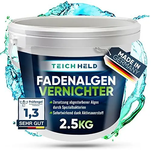 Produktbild: TeichHeld Fadenalgenvernichter teich (360° Schutz für Fische) 2,5kg Extra schnell & effektiv Dank 2in1 Wirkung mit LangzeitEffekt algenmittel algenvernichter algenentferner algen entferner algenstopp