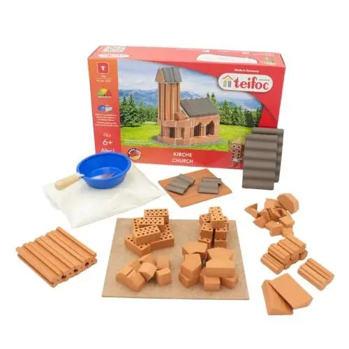 Produktbild: Teifoc 4025 Steinbaukasten - Kirche, Bausatz mit 70 Bauteilen, für Kinder ab 6 Jahren, Architektur Lernspielzeug
