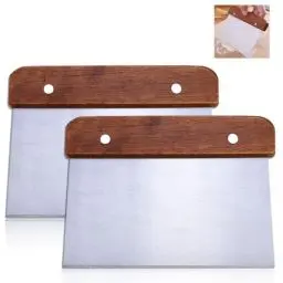 Produktbild: Teigschneider Edelstahl, 2 Stück Teigschaber Teigkarte mit Holzgriff Profi Küchenschneider Mehrzweck Gebäckschneider für Kuchen Brotschneiden Pizza Küchenbedarf-15CM