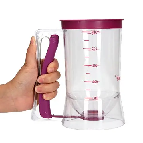 Produktbild: Ejoyous Teigspender 900ml, ABS Teigportionierer mit Deckel und Skala für Kuchen, Pfannkuchen, Waffeln & mehr