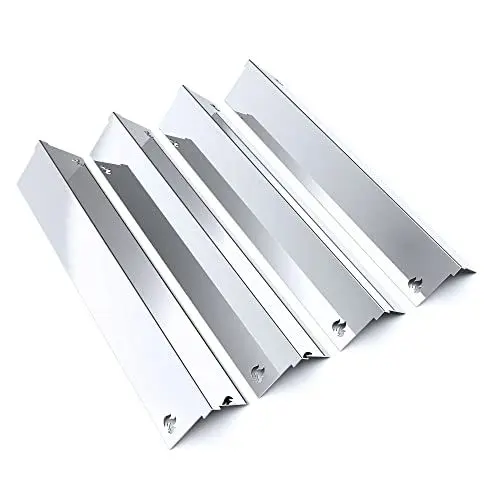 Produktbild: teileplus24 BR05-4-SG Gasgrill Edelstahl Brennerabdeckung kompatibel mit Napoleon Rogue Prestige Freestyle | Flavorizer Bars | Passgenau | Rostfrei | Brennerschutz