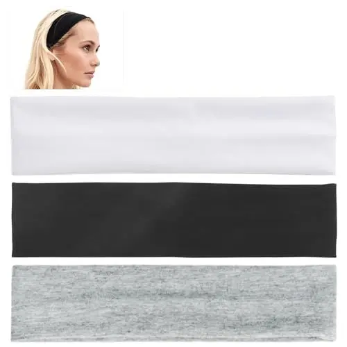 Produktbild: TEKONDA 3 Stück Haarband Damen Schwarz Haarband Stirnband Herren Sport Yoga Stirnband Sportstirnband für Hochsteckfrisuren Joggen