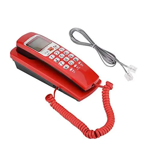 Produktbild: Telefon Fixe, Telefon Schreibtisch Festnetz Schnur Telefone für Festnetz Mode Verlängerung Telefon Home Silber FSK/DTMF Anrufer ID Kabel (Rot)