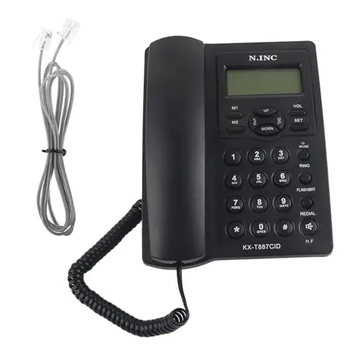 Produktbild: Telefon Schnurgebunden,Festnetlefon,Schnurgebunde Telefon Mit LCD-Display Und isprecheinrichtung,3-Gruppen-ALA,Schnurgebunde Telefon – Schwarz Festnetlefone,Kommution Und Peheäte,