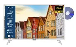 Produktbild: TELEFUNKEN XF32SN550SD-W 32 Zoll Fernseher/Smart TV (Full HD, HDR, Triple-Tuner, DVD-Player) - Inkl. 6 Monate HD+ (2023), Weiß