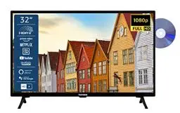 Produktbild: TELEFUNKEN XF32SN550SD 32 Zoll Fernseher/Smart TV (Full HD, HDR, Triple-Tuner, DVD-Player) - Inkl. 6 Monate HD+ (2023), Schwarz