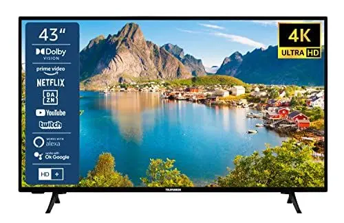 Produktbild: TELEFUNKEN XU43SN550S 43 Zoll Fernseher/Smart TV (4K Ultra HD, HDR, Triple-Tuner, Dolby Atmos) - Inkl. 6 Monate HD+ (2023), Schwarz
