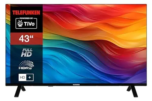 Produktbild: Telefunken Fernseher 43 Zoll Smart TV powered by TiVo (Full HD, HDR, Triple-Tuner, 6 Monate HD+ inkl.) XF43TO750S