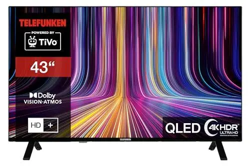 Produktbild: Telefunken QLED Fernseher 43 Zoll Smart TV powered by TiVo (4K UHD, HDR Dolby Vision, Dolby Atmos, Triple-Tuner, 6 Monate HD+ inkl.) QU43TO750S