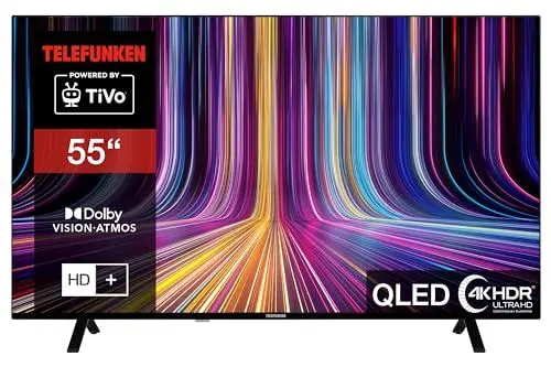 Produktbild: Telefunken QLED Fernseher 55 Zoll Smart TV powered by TiVo (4K UHD, HDR Dolby Vision, Dolby Atmos, Triple-Tuner, 6 Monate HD+ inkl.) QU55TO750S