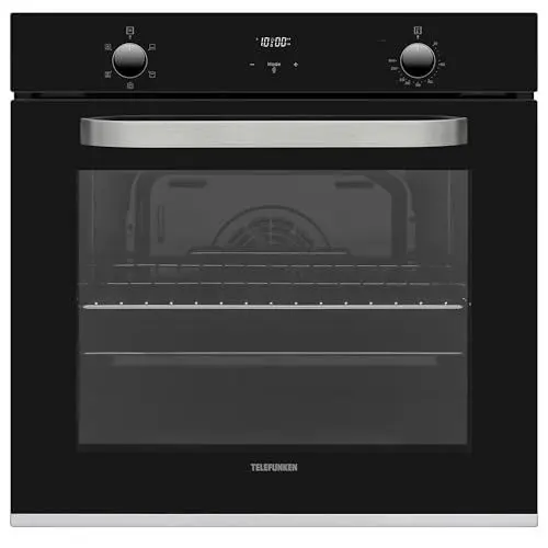 Produktbild: Telefunken Backofen Einbaugerät | Einbaubackofen ohne Kochfeld | Ofen autark mit 73 Liter Volumen | 60 cm | 5 Betriebsarten | Edelstahl | Umluft/Ober-Unterhitze | Einfache Reinigung | B-OV-75-A-I