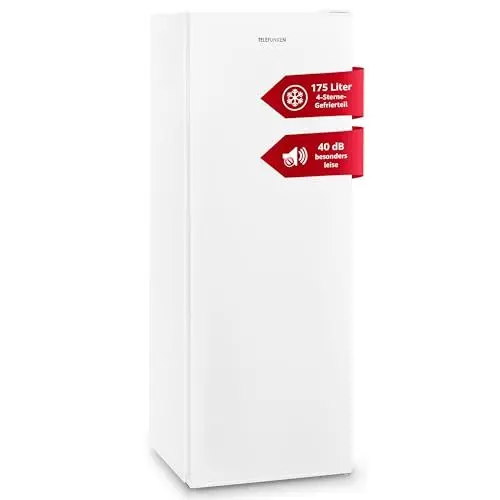 Produktbild: Telefunken Gefrierschrank groß | Tiefkühlschrank freistehend | 175 Liter Nutzinhalt - Ausreichend Platz | leise 40 dB | 4*-Gefrieren | Temperaturregelung | Freezer gross | F-GS-145-E-W weiß