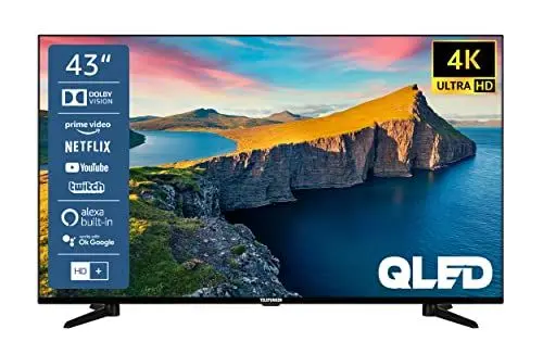 Produktbild: Telefunken QU43K800 43 Zoll QLED Fernseher/Smart TV (4K UHD, HDR Dolby Vision, Triple-Tuner, Bluetooth, WLAN, Netflix, uvm) - Inkl. 6 Monate HD+, schwarz