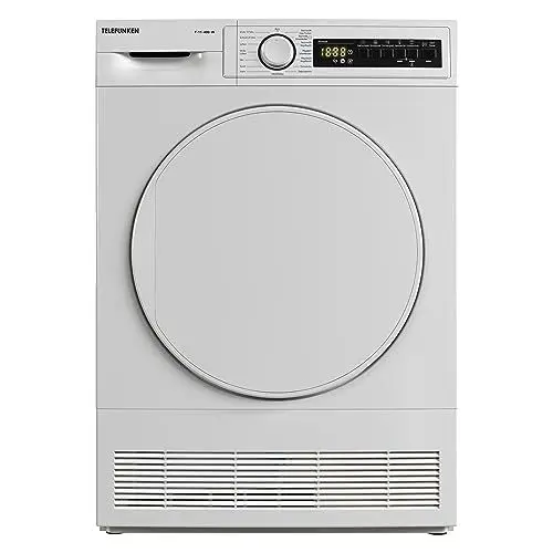 Produktbild: Telefunken T-11-400-W Kondenstrockner / 7kg Trockner mit 15 Programmen, Startzeitvorwahl, Knitterschutz & reversierenden Trommelbewegungen, weiß