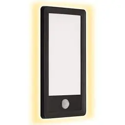 Produktbild: Telefunken - LED Außenwandleuchte, Außenwandlampe inkl. Bewegungsmelder, inkl. Dämmerungssensor, Backlight Effekt, 16 Watt, 2.000 Lumen, IP44, Rechteckig, Weiß/Schwarz, 280x150x45mm (LxBxH) 313905TF