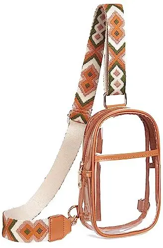 Produktbild: Telena Bauchtasche Damen, Durchsichtig Tasche Transparente Crossbody Bag Umhängetasche Klein Brusttasche für Frauen Stylisch Sling Bag,Hellbraun