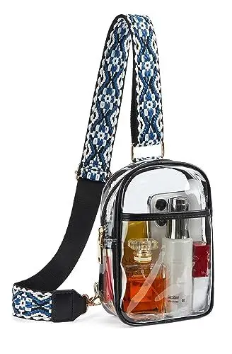 Produktbild: Telena Bauchtasche Damen, Durchsichtig Tasche Transparente Crossbody Bag Umhängetasche Klein Brusttasche für Frauen Stylisch Sling Bag,Schwarz