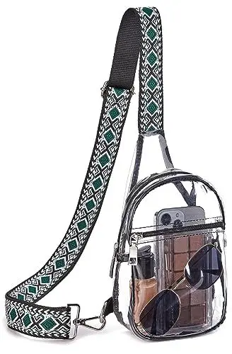 Produktbild: Telena Bauchtasche Damen, Durchsichtig Tasche Transparente Crossbody Umhängetasche für Frauen Brusttasche mit verstellbarem Riemen,Schwarz