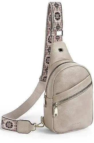 Produktbild: Telena Bauchtasche für Damen & Herren Brusttasche, Crossbody Bag Herren Umhängetasche Kunstleder Sling Bag Klein Schultertasche für Frauen,Grau