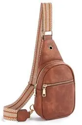 Produktbild: Telena Brusttasche Damen Sling Bag, PU Leder Crossbody Bag Klein Umhängetasche Frauen Schultertaschen für Outdoorsport/Reisen/Einkaufen(Braun)