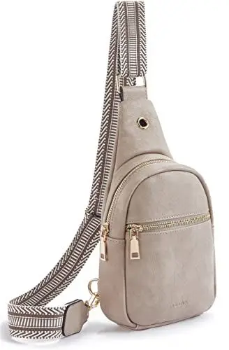 Produktbild: Telena Brusttasche Damen Sling Bag, PU Leder Crossbody Bag Klein Umhängetasche Frauen Schultertaschen für Outdoorsport/Reisen/Einkaufen(Grau)