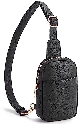 Produktbild: Telena Klein Brusttasche Damen, Sling Bag Damen Umhängetasche Kleiner Crossbody Bag Kunstleder Schultertasche Mini, Schwarz