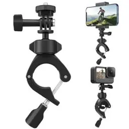 Produktbild: TELESIN 360° Drehbare Fahrrad Lenkerhalterung mit Handyhalter für GoPro Hero 13 12 11 10 9 8 7 Max, Insta360 X4 X3 GO3, DJI Osmo Action, Smartphones, Fahrrad Motorrad Rückspiegelrohr Halterung Zubehör