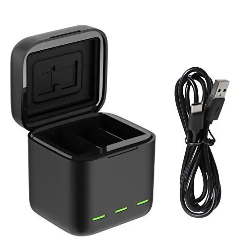 Produktbild: TELESIN Dreifach-Ladegerät und Akku-Speicherbox mit 3 Kanälen Ladegerät mit 2 wiederaufladbaren Lithium-Ionen-Akkus für GoPro Hero 12 Hero 11 Hero 10 Hero 9 Black (Einzel-Ladegerät)