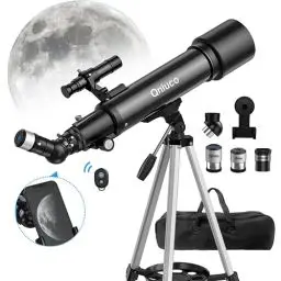 Produktbild: Teleskop Astronomie, Fernrohr Teleskop für Erwachsene, 70 mm Öffnung 600 mm Refraktor Teleskop Profi für Kinder und Einsteiger mit Stativ, Rucksack, Handy-Adapter Fernbedienung