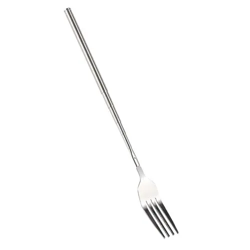 Produktbild: Teleskopgabel, Edelstahlbesteck, Ausziehbarer Langer Griff, Einziehbare Gabel, Geschirr, Verstellbar, Ausziehbar auf 63,5 Cm, Zum Kochen von Obst, Dessert, Toasten, Wurst, Gemüse