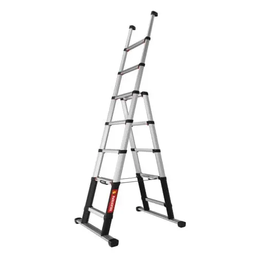 Produktbild: Teleskopleiter 2,3m mit 3-in-1 Funktion von TELESTEPS I Made in Sweden I Combi Line I Multifunktions-Bockleiter mit patentierten Premium Design I Anti-Rutschprofil I EN 131 I 7423-681