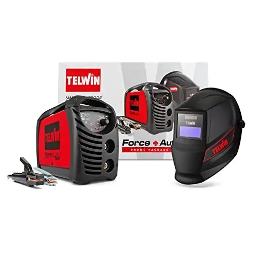 Produktbild: Telwin 815863 Force 165 Inverterschweissgerät für das Elektrodenschweißen Komplett mit Automatischem Schweißhelm und Schweißzubehör, 230 V, 4,23 kg, Rot, Force 165 mit Schweißhelm und Zubehör