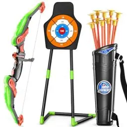 Produktbild: TEMI Bogen und Pfeil Set für Kinder mit LED-Leuchten-Bogenschießen Set mit Saugnapf Pfeile, Quivers-Ziel, Outdoor Spielzeug für Kinder Jungen und Mädchen Alter 3-12 Jahre Alt