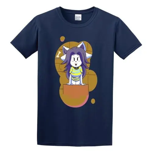 Produktbild: Temmie Off Undertale Hd Png Download Pullover Men's Crewneck T-Shirt Short Sleeve Top Unisex Pure Cotton Tee Navy S