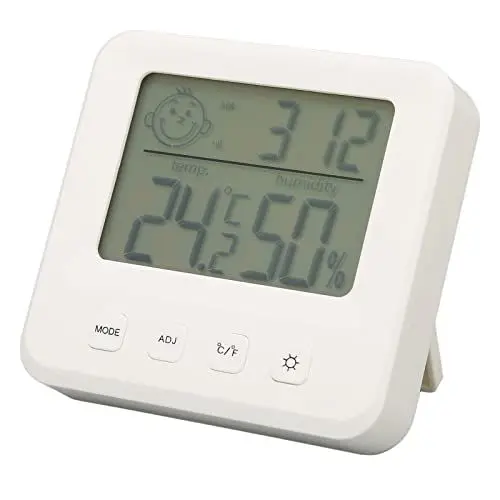 Produktbild: Temperatur- und Luftfeuchtigkeitsmonitor, Smile Display, Digitales Hygrometer, ABS-Material, Temperaturauflösung von 0,1 °C, mit Faltbarem Ständer für den Haushalt